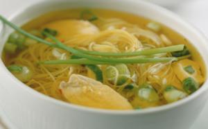 Sopa de fideos y pollo