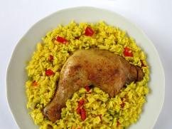 Arroz con pollo y vegetales