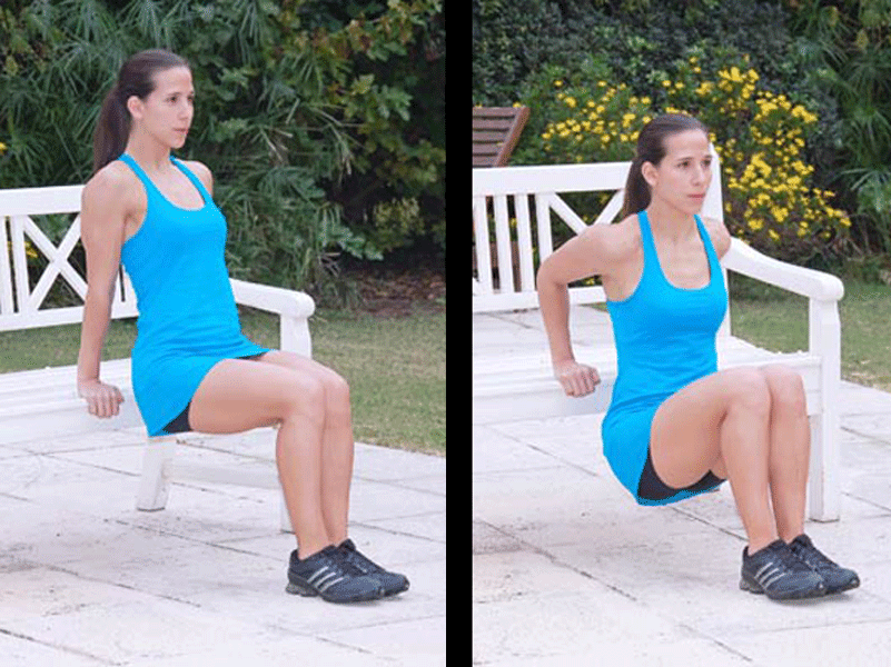 10 ejercicios para tonificar brazos y hombros  - 2. Medio fondo o half dipping