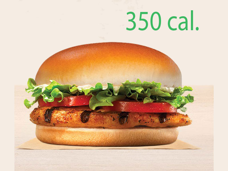 Comidas rápidas con menos de 500 calorías - 6. Burger King: Sándwich con pollo grillado 