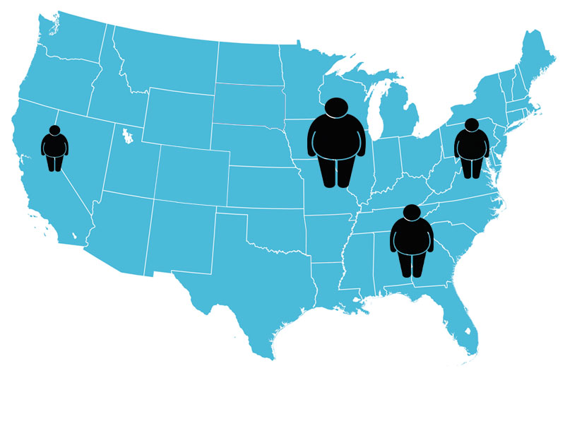 Mapa de la obesidad 2014: los estados más gordos de EE.UU.  - Los cuatro puntos