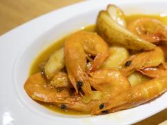 Camarones con salsa china de mostaza