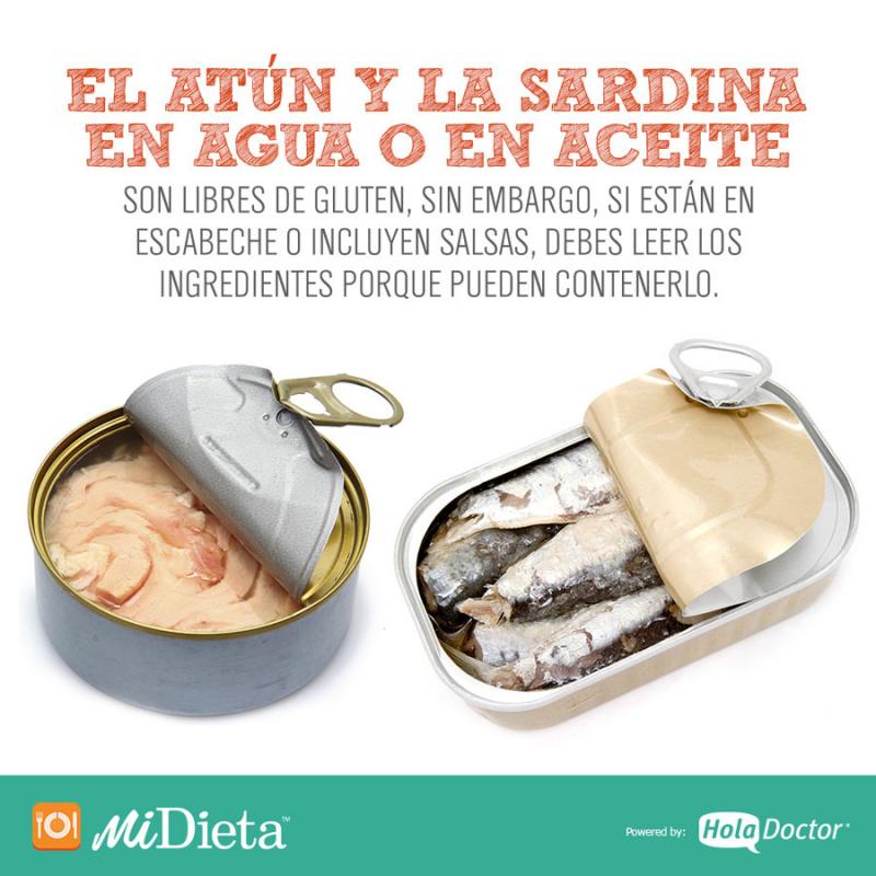 Atún, sardina y gluten